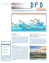 Division of Fluid Dynamics Newsletter News a Division of the American Physical Society