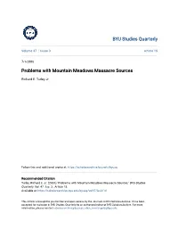 Problems with Mountain Meadows Massacre Sources