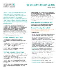 US Executive Branch Update May 6, 2020