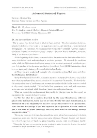 Advanced Statistical Physics