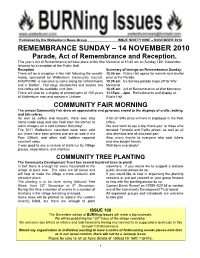 REMEMBRANCE SUNDAY – 14 NOVEMBER 2010 Parade, Act of Remembrance and Reception
