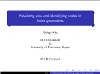 Resolving Sets and Identifying Codes in Finite Geometries