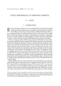 Stock Performance of Emerging Markets