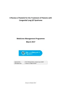 A Review of Nadolol for the Treatment of Patients with Congenital Long-QT Syndrome