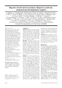 Digestive Involvement in Primary Sjögren's Syndrome: Analysis from the Sjögrenser Registry