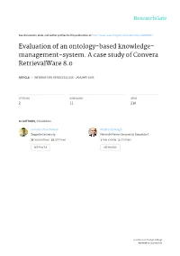 Evaluation of an Ontology-Based Knowledge- Management-System. a Case Study of Convera Retrievalware 8.0