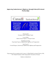 Improving Saskatchewan's Highways Through Federal-Provincial