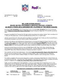 Nfl.Com Voters Select Bears Qb Rex Grossman & Bengals