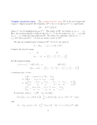 Complex Projective Space the Complex Projective Space Cpn Is the Most Important Compact Complex Manifold