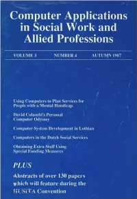 Computer Applications in Social Work and Allied Professions