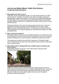Jericho and Walton Manor Traffic Pilot Scheme Frequently Asked Questions
