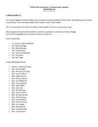 List of Local/Regional Elected Officials Who Has Been Invited, Provided the Zoom Link, and Will Be Granted Access to Participate in the Meeting