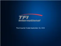 Third Quarter Ended September 30, 2020 Forward-Looking Statements