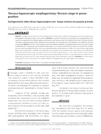 Thoraco-Laparoscopic Esophagectomy: Thoracic Stage in Prone Position