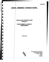 ANVIL MINING CONGO SARL Public Disclosure Authorized