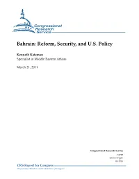 Bahrain: Reform, Security, and U.S
