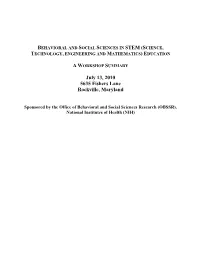 Behavioral and Social Sciences in Stem (Science, Technology, Engineering and Mathematics) Education