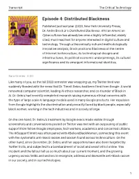 Distributed Blackness Published Just Last Year (2020, New York University Press), Dr