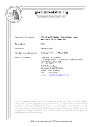 FOIA Logs for US Army for 2000