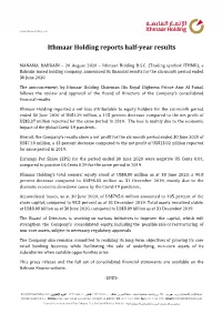 Ithmaar Holding Reports Half-Year Results