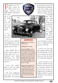 Lancia in Sion from Fiat to Build Ob- F1906, Lancia Was Solete Fiat Models Under Largely Unknown Until Licence