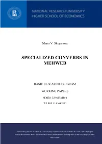 Specialized Converbs in Mehweb