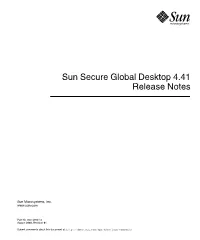 Sun Secure Global Desktop 4.41 Release Notes