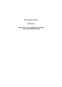The Baring Archive Series Hc17 Proposals For