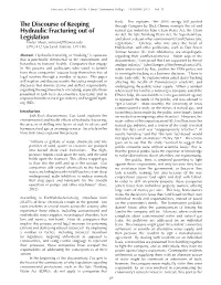 The Discourse of Keeping Hydraulic Fracturing out of Legislation