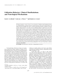 Utilization Behavior: Clinical Manifestations and Neurological Mechanisms