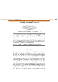 Can We Do Without a Metaphysical Theory of Personal Identity in Practice? 317 Cally Distinct People