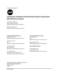 Comparison of Health and Performance Risk for Accelerated Mars Mission Scenarios
