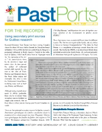 FOR the RECORDS Riage, Sépulture Et Des Recensements Du Québec Ancien 5 Using Secondary Print Sources (PRDH)