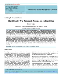 Identities in the Tempest, Tempests in Identities