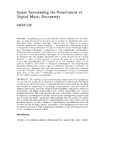 Issues Surrounding the Preservation of Digital Music Documents