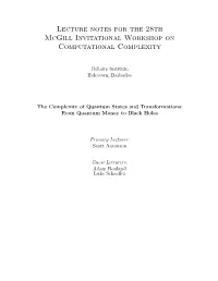 Lecture Notes for the 28Th Mcgill Invitational Workshop on Computational Complexity
