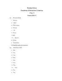 Marking Scheme Foundation of Information Technology Class: X Session 2016-17 Q1) Fill in the Blanks