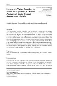 Measuring Value Creation in Social Enterprises: a Cluster Analysis Of