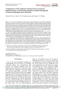 Completeness of the Eutherian Mammal Fossil Record and Implications for Reconstructing Mammal Evolution Through the Cretaceous/Paleogene Mass Extinction