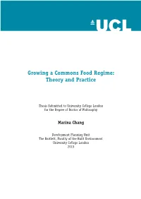 Growing a Commons Food Regime: Theory and Practice