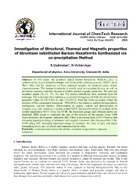 Investigation of Structural, Thermal and Magnetic Properties of Strontium Substituted Barium Hexaferrite Synthesized Via Co-Precipitation Method