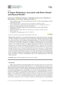 Is Nature Relatedness Associated with Better Mental and Physical Health?