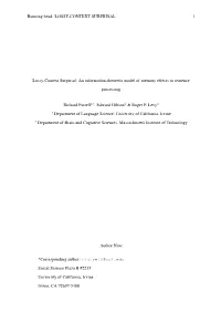 Lossy-Context Surprisal: an Information-Theoretic Model of Memory Effects in Sentence Processing