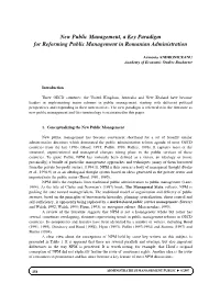 New Public Management, a Key Paradigm for Reforming Public Management in Romanian Administration
