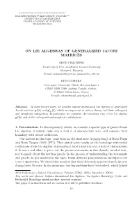 On Lie Algebras of Generalized Jacobi Matrices