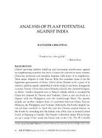 Analysis of Plaaf Potential Against India
