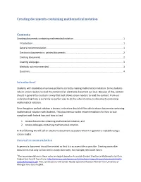 Creating Documents Containing Mathematical Notation Contents