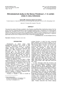 Ethnobotanical Study on the Genus Pandanus L. F. in Certain Areas in Java, Indonesia