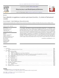 Face Identity Recognition in Autism Spectrum Disorders: a Review of Behavioral