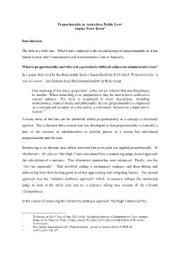 Proportionality in Australian Public Law1 Justice Peter Davis2